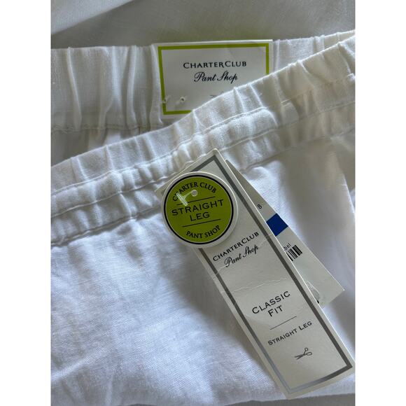 Women's White Linen Pants Charter Club Sz XL Drawstring Coastal Lagenlook Resort - Picture 10 of 10